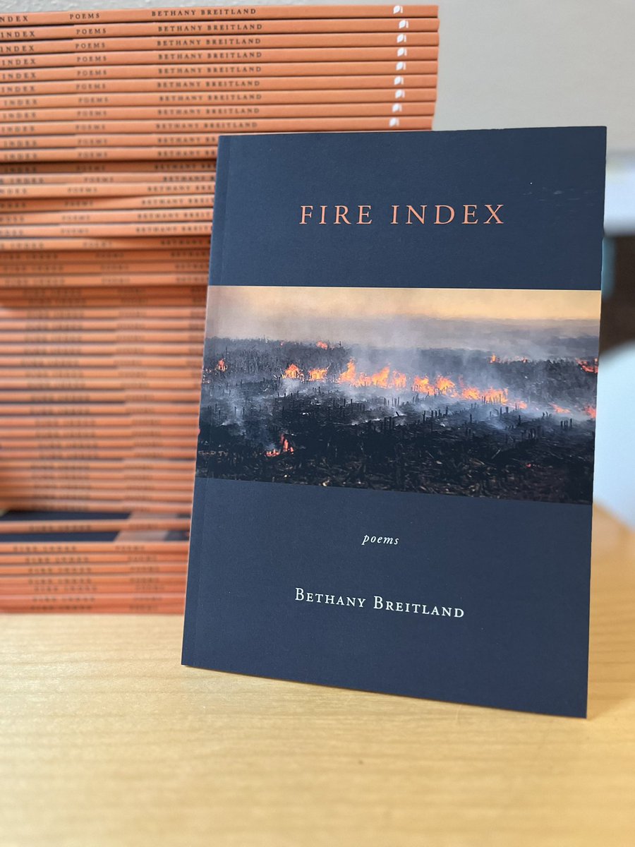 WriterBreitland's tweet photo. Advanced copies arrived of my debut poetry collection, Fire Index. There was a moment taking this picture where I lost language completely. Look at this gorgeous cover!@GreenWritersPub @SundogPoetry https://t.co/LtSOSNP2Qz
