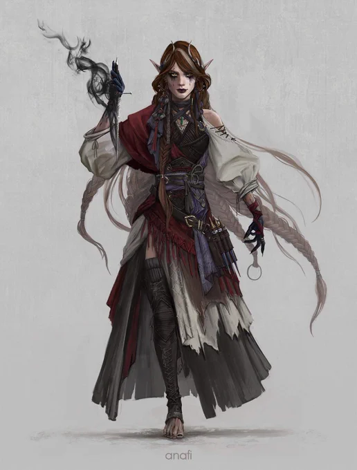 Ilevyre, blood cleric hexblood, done for @/NicKiwi13  as art raffle prize #dnd #dndart #characterdesign 