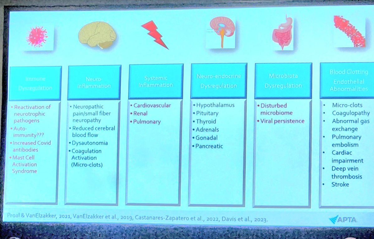 TheresaMarkoPT's tweet photo. Wow. Long COVID is Neuro inflammation AND it affects your entire body's systems.
And don't forget post exertional malaise after activities and POTS also! 🫂
#APTACSM https://t.co/7bIJZK1oVa