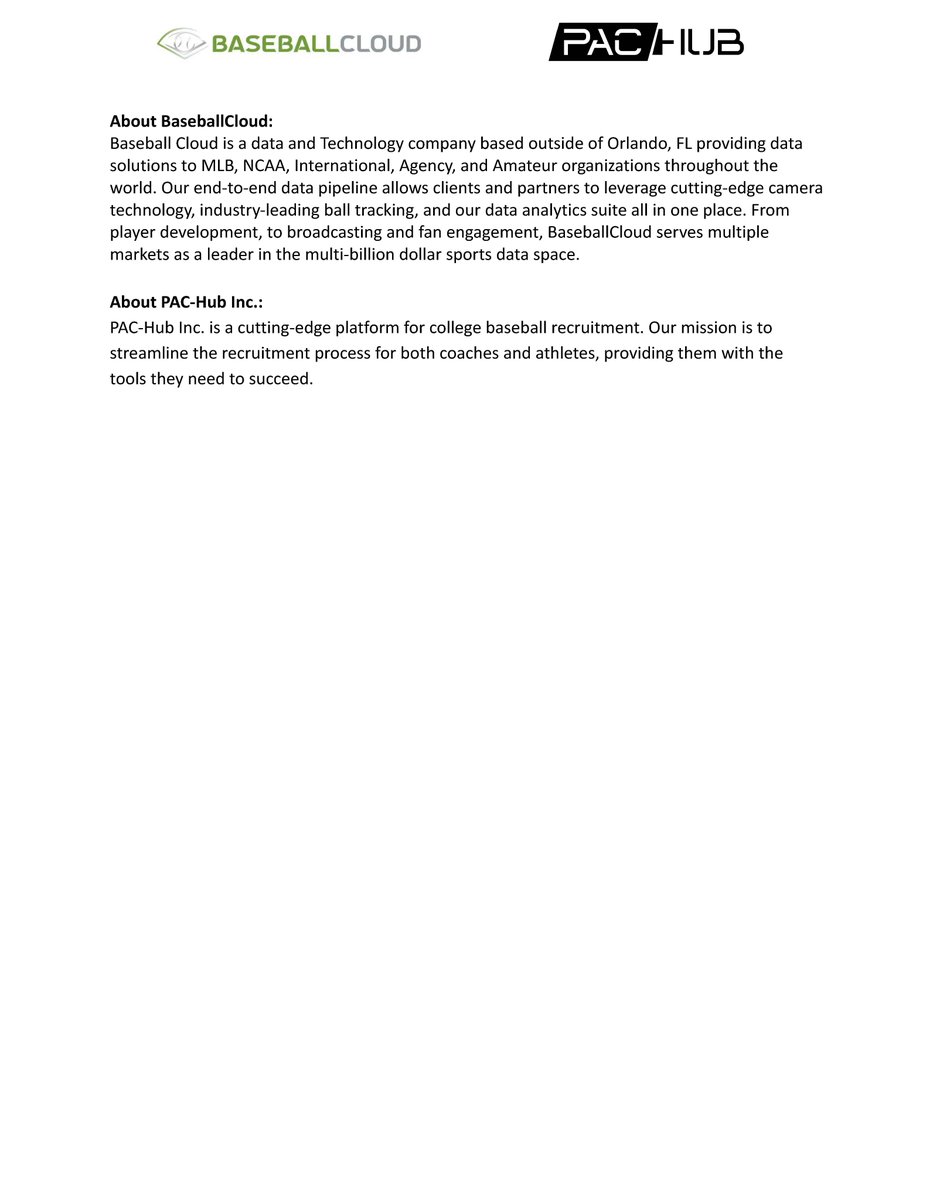 PacHub_'s tweet image. Announcing our new partnership with @BaseballCloudUS to deliver all your data needs! Read all about it in our press release! #transferportal #collegebaseball #collegesports #PACHub #Baseballcloud