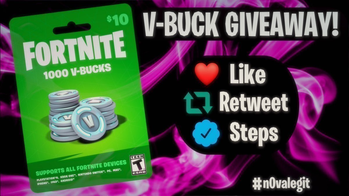 1000 VBUCKS or $8 | 2-3 Hours⏰ ✅ Follow @N0VAMIC & @Taziamoma ✅ RT ♻️