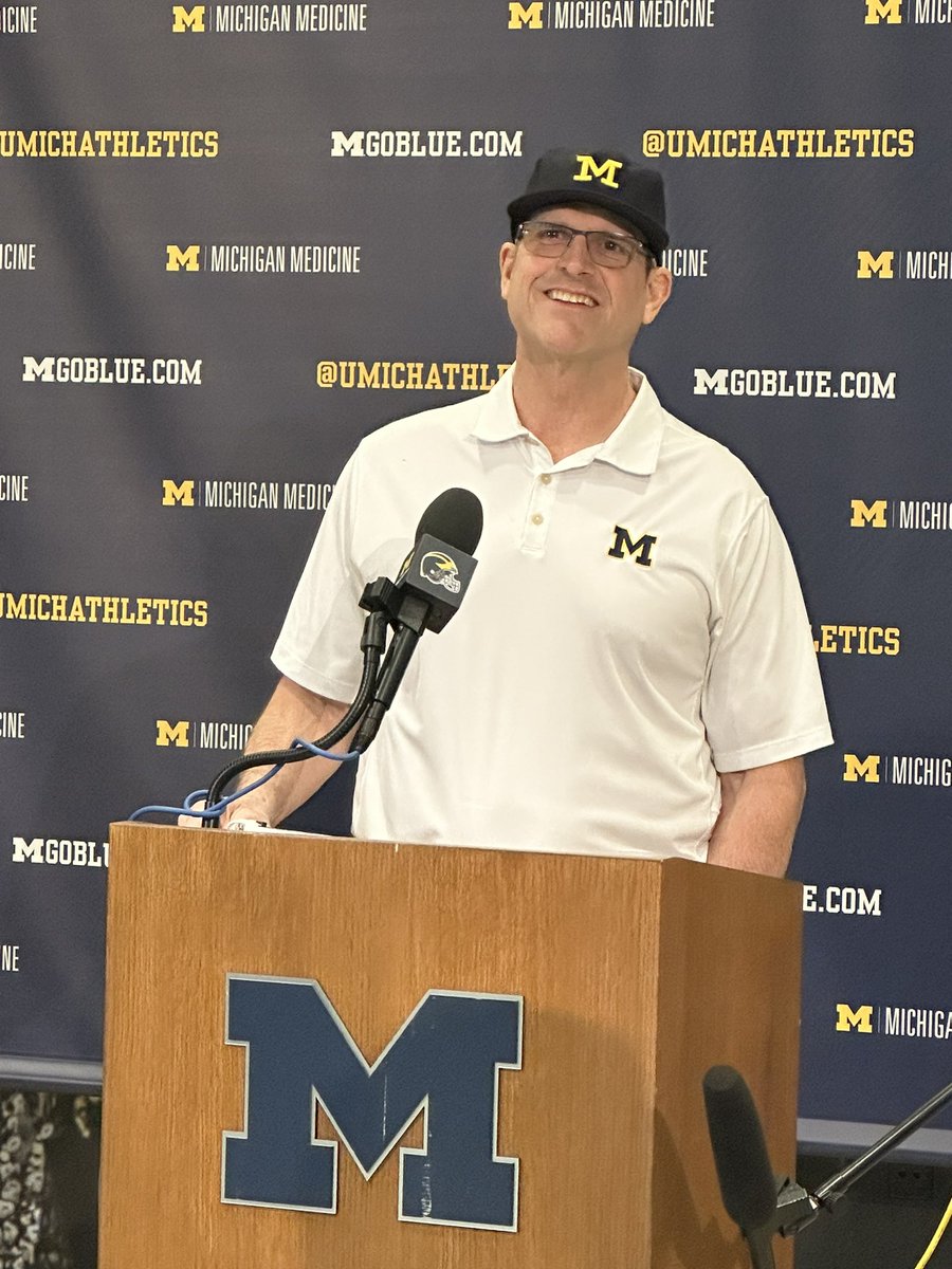 UMGoBlog's tweet image. Jim Harbaugh, “I’m here as long Michigan wants me…” #GoBlue