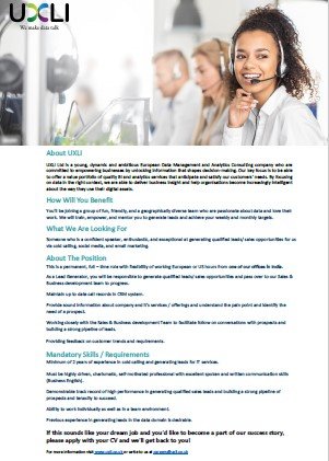 UXLILimited's tweet photo. We are looking to hire tele calling executives experienced in BI/ cloud services sales to work from our India offices.

#uxli #telecaller #telecalling #telemarketing #telemarketer #cloud #bi #india #sales #work https://t.co/LmrYxoxmm2