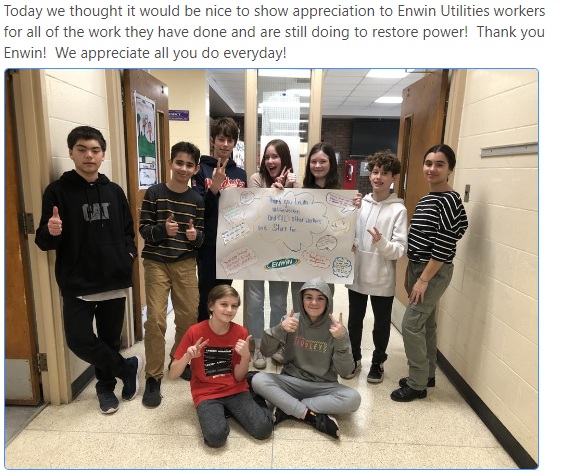 kathlearn's tweet photo. Merci to Mme Vegh's class at Sandwich West PS for thanking our Enwin Utility workers for their tireless work in keeping the power going. https://t.co/mYet5cXVIF
