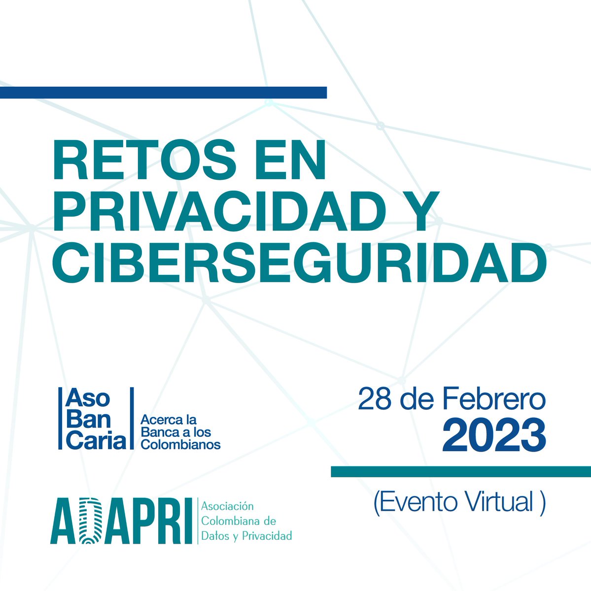 SLSeguridad's tweet photo. Nuestro director Andrés F. Ángel, participará en el evento "Retos en Privacidad y Ciberseguridad 2023", organizado por @ADAPRICol y @Asobancaria. El evento se transmitirá en vivo a través de YouTube el próximo martes 28/02 a las 8:00 a.m. https://t.co/wsQiRuRZqw https://t.co/8opjjXW8ls