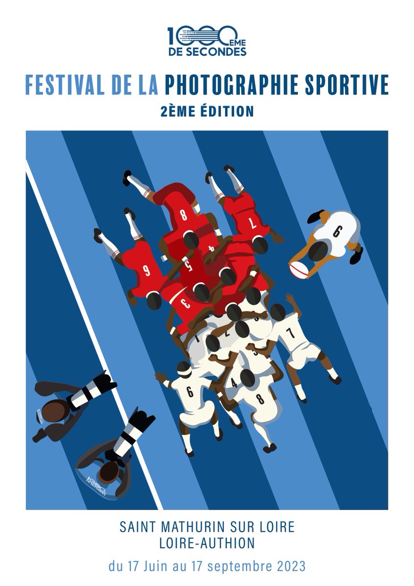 Le festival #1000emedesecondes arrive à grands pas ! ⏳

Toute l'équipe est fière de vous dévoiler l'affiche de la 2e édition !
En cette année de Coupe du monde, c'est le rugby qui est à l'honneur 🏉

On vous donne rendez-vous du 17 juin au 17 septembre 2023 à Loire Authion !