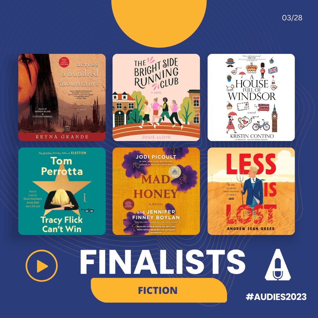 Congratulations to our Fiction #Audies2023 finalists! @reynagrande @JosieLloydbooks @RoyalKristinC @jodipicoult @LucyLiu @RamonabishYoung @SimonAudio @Dreamscapeaudio @wymac @HachetteAudio @PRHAudio @wymac #audiobookawards #loveaudiobooks #audiobooks #narrators