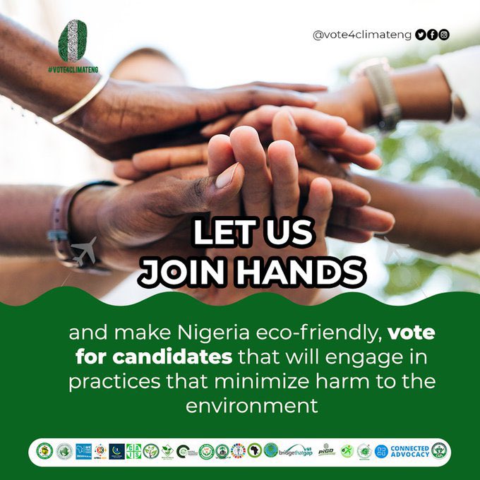 Lastly while you have the ultimate power to decide on who to vote for, it's important to consider some important factors such as the interest of your candidate in protecting the #environnement, improving the #Education and #Health system among other things. #vote4climateng