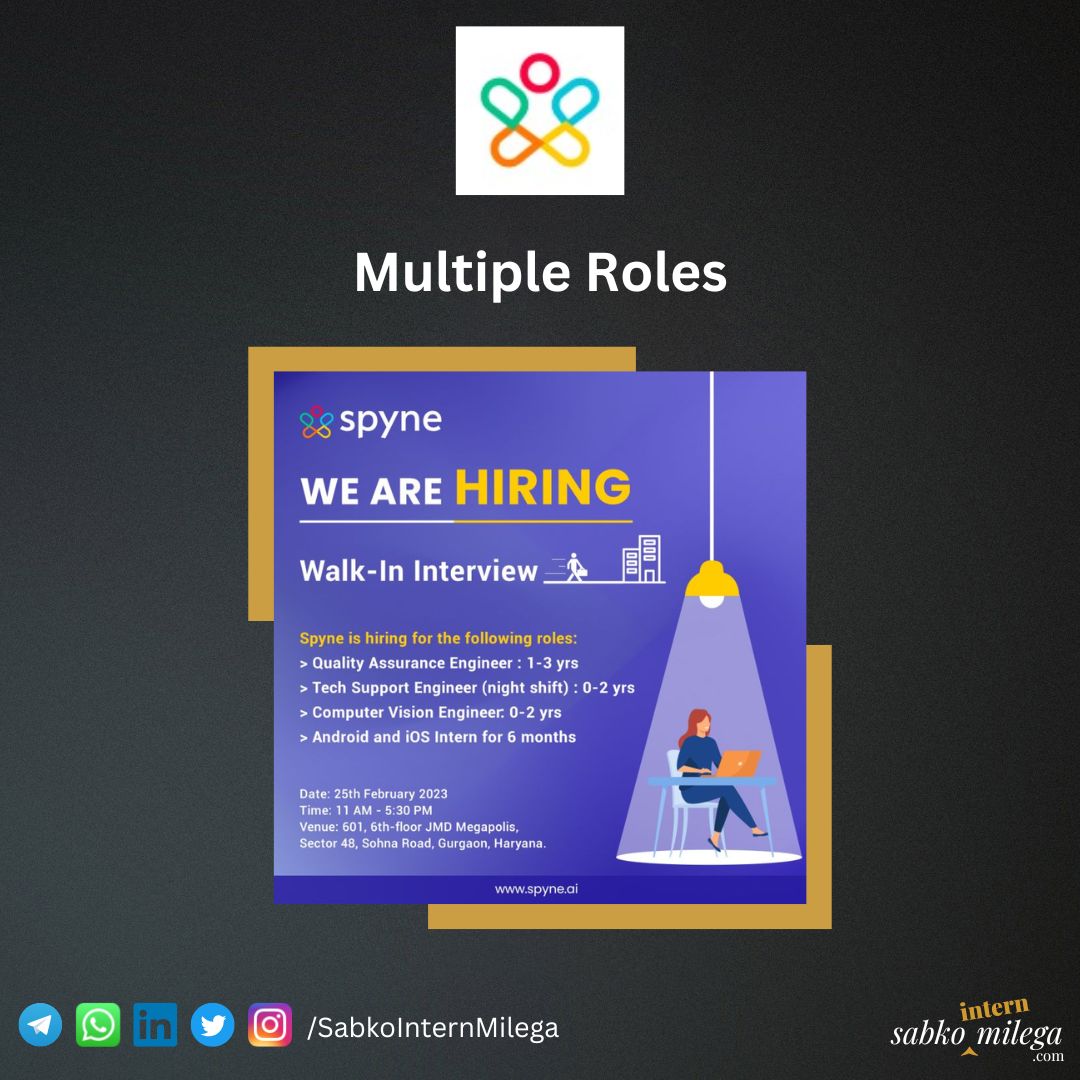 sabkointern's tweet image. Spyne | Multiple Roles

Link in comment 👇

#internship #sabkointernmilega #engineeringinternship #Engineering