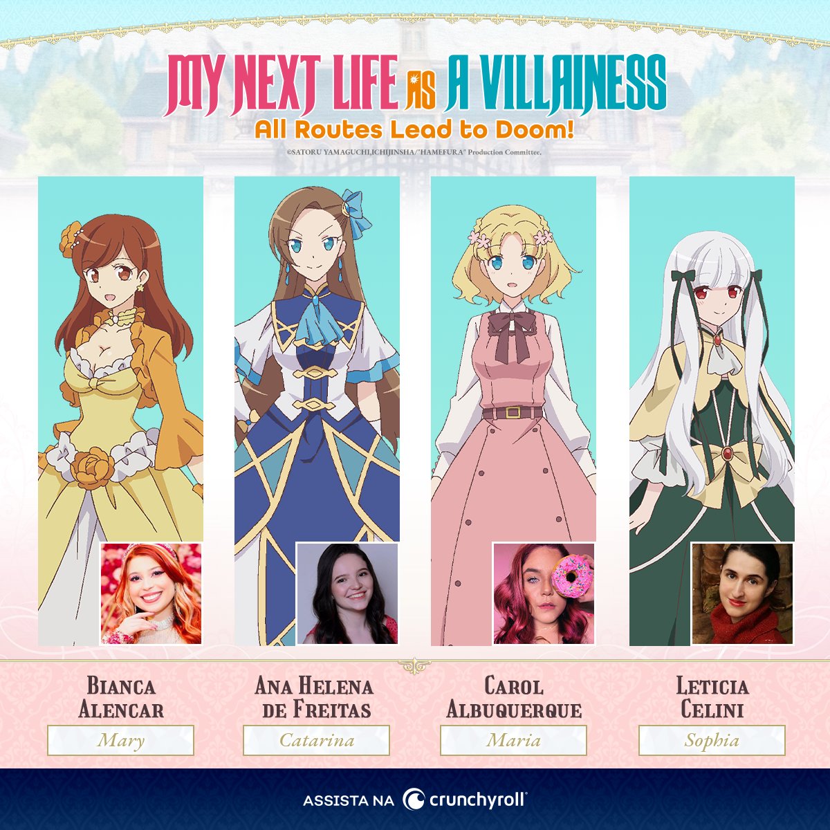 Conheça o elenco brasileiro da dublagem de My Next Life as a Villainess:  All Routes Lead to Doom! - Crunchyroll Notícias