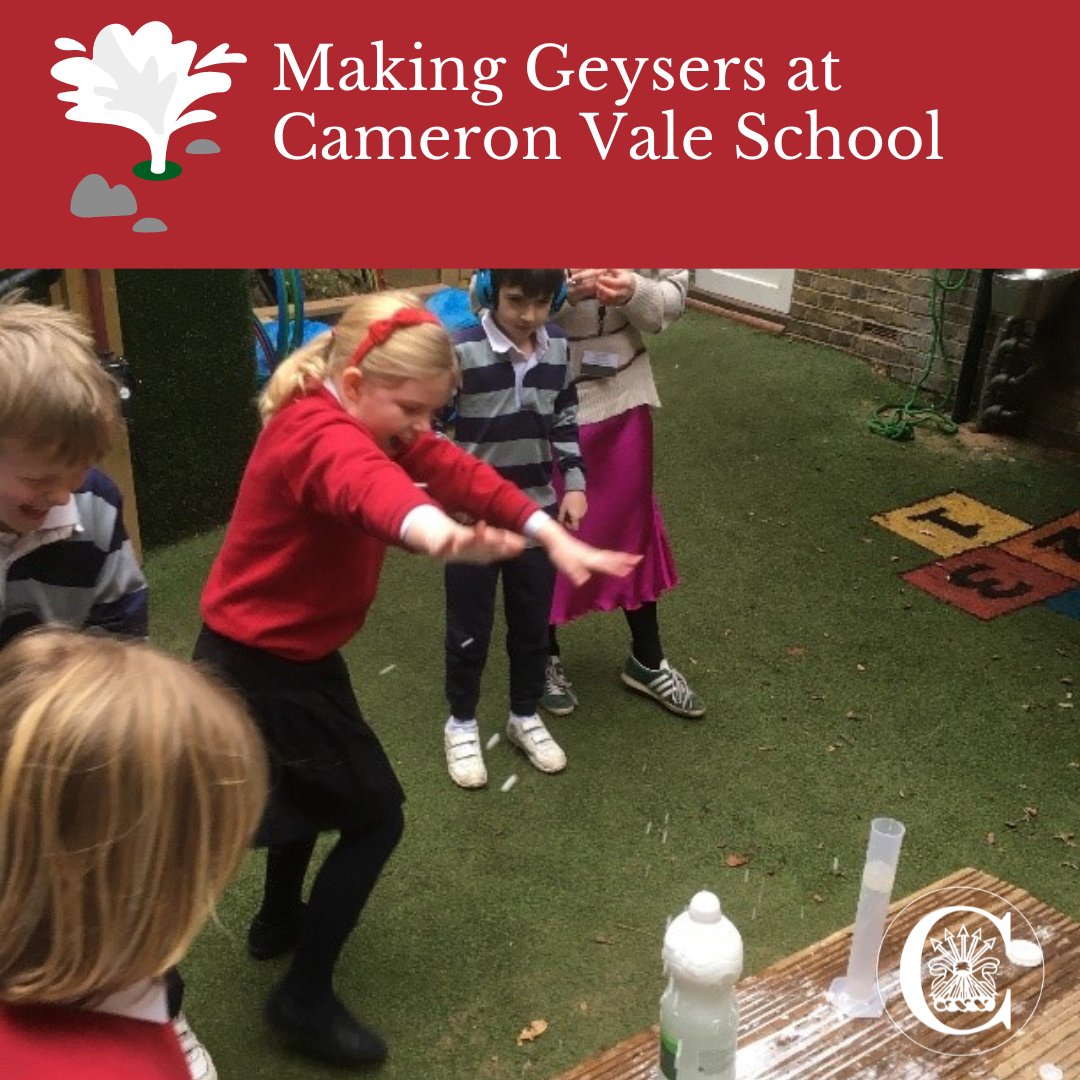 At Cameron Vale today our Year 3s explored geysers in their STEM lesson.

The class had explosive fun in the playground, successfully creating their own eruptions using vinegar, water, liquid soap, and baking soda.

#InspiringLearning #science #stemeducation