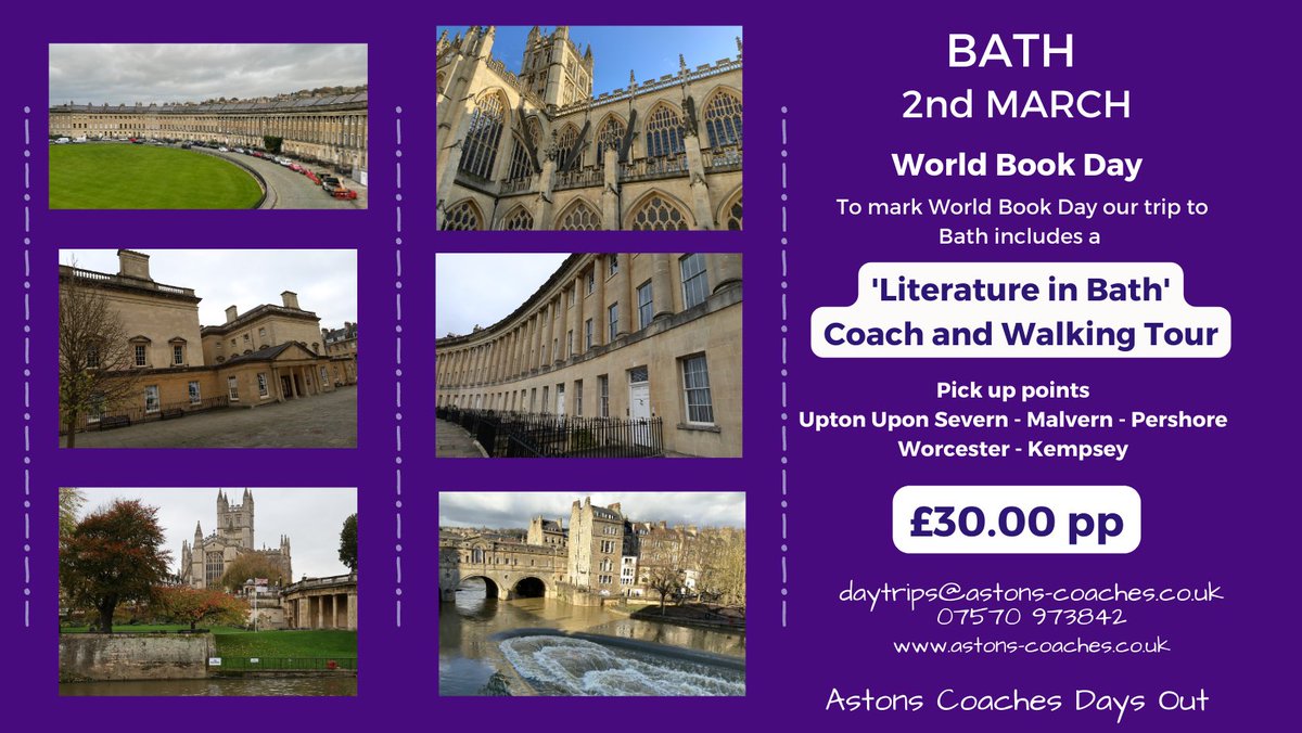 Seats still available for our next trip to Bath, next Thursday, for more information click here
eventbrite.co.uk/e/bath-with-co…

or visit <a href="/WorcesterTIC/">Worcester TIC</a>  <a href="/TheMalvernsTIC/">Visit The Malverns</a> or call direct 07570 973842