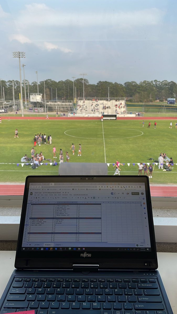 miss_mcquary's tweet photo. Another year another track meet! I’ve been working trackmeets since I could work a computer and a highlighter! #trackseason #trackrat #coacheskid @KleinCain https://t.co/niSSRuLe7V
