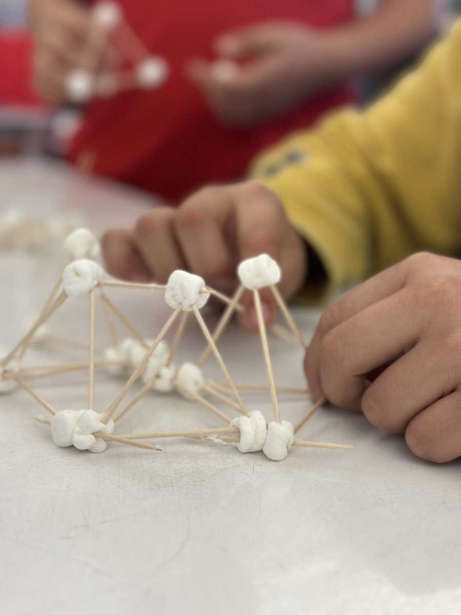 MissKlimas's tweet photo. Enginneering week fun! 4th grade was given a challenge to build the tallest structure using only marshmallows and toothpicks. Their structure had to survive a 15 second “earthquake”. The winning group in this class had a 12 1/2 inch tall structure 😎 @REDSTEM_Magnet https://t.co/gkS0wJvUuM