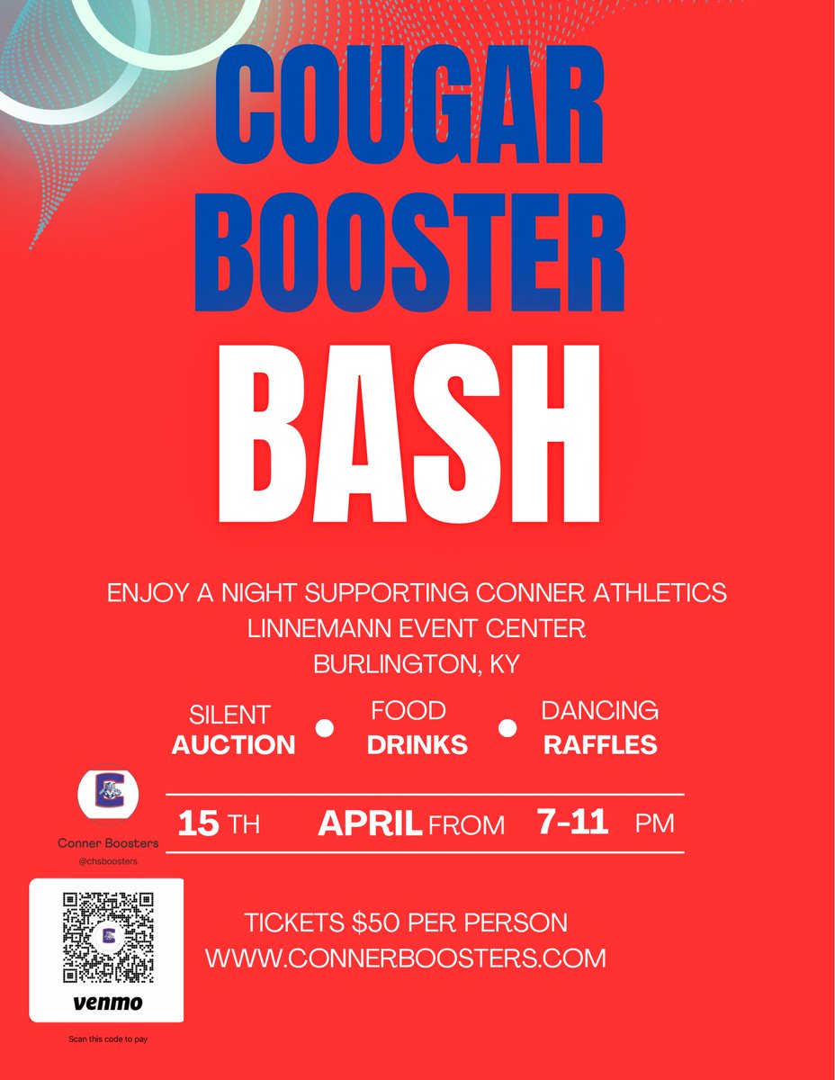 chsboosters1's tweet photo. 🚨🚨🗓️🗓️🚨🚨Mark your calendars!!
First Annual Cougar Booster Bash. Come enjoy some food, drinks and FUN!
April 15   7-11p
Silent Auctions!
Raffles!
https://t.co/IcOM0sphfR 
#RollCougs https://t.co/5LUqxAsAnQ