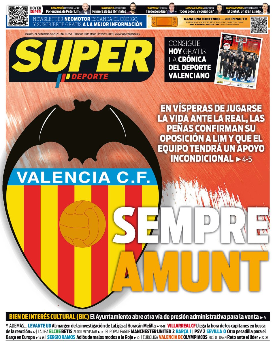 superdeporte_es's tweet photo. Este viernes, 24 de febrero, no hay una #SUPERPortada 🗞🆕 sino dos

'SEMPRE AMUNT' 🦇

'CRÓNICA DEL DEPORTE VALENCIANO 2022' 🥇

#𝐋𝐚𝐂𝐚𝐬𝐚𝐃𝐞𝐥𝐃𝐞𝐩𝐨𝐫𝐭𝐞𝐕𝐚𝐥𝐞𝐧𝐜𝐢𝐚𝐧𝐨

📍 Clica en el enlace y hazte con tu versión digital

🔗https://t.co/W6PTAmEmcf 🔗 https://t.co/lWdYOfRCOu