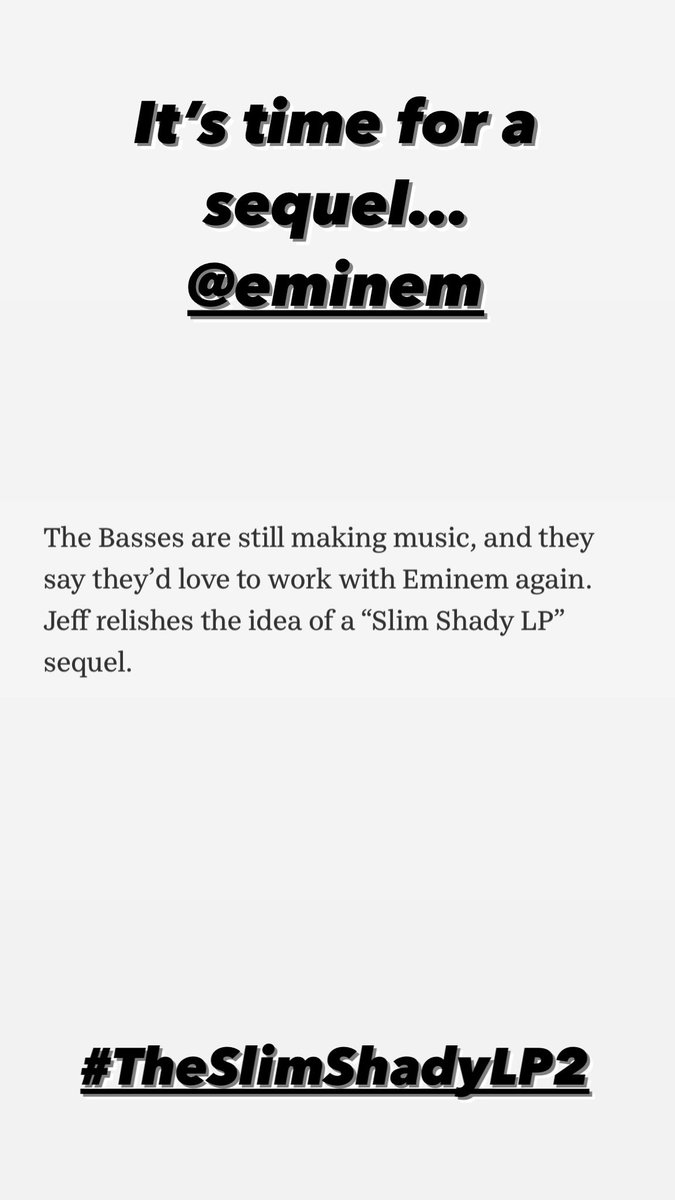 MrJakeBass's tweet photo. It’s time for a sequel… @Eminem 

#TheSlimShadyLP2 https://t.co/hA2YiQ5BIV