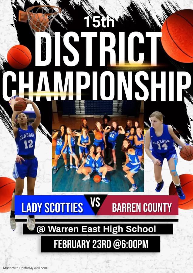 15th District Championship takes place tonight at 6:00pm! The Lady Scotties will play Barren County at Warren East High School! Come and support your Lady Scotties! 
@1047thescore