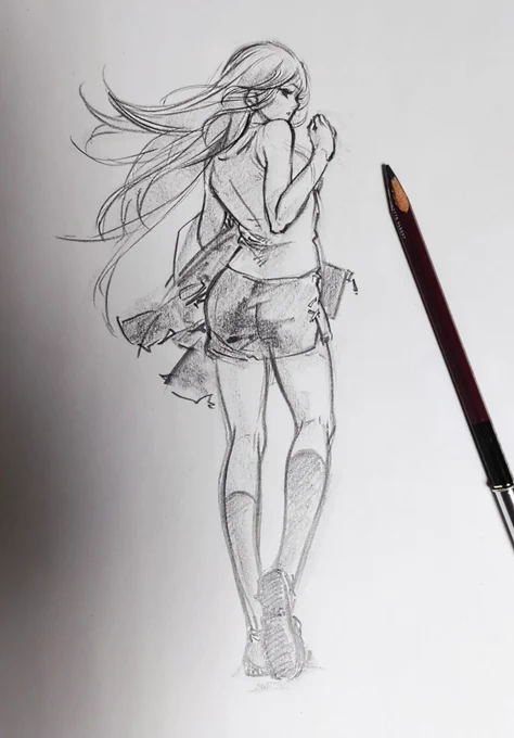 写真のポーズを参考に人物の動き練習描き描き。#落書き #drawing 