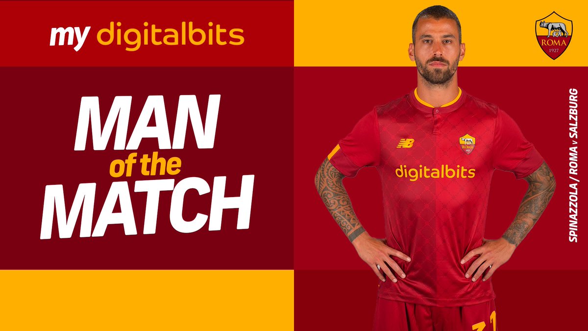 ASRomaEN's tweet photo. 🗳 | @DigitalBitsOrg 𝗠𝗢𝗧𝗠 🐺
    
🔁 Retweet this if Leonardo Spinazzola was your Man of the Match from our win against FC Salzburg! 

#ASRoma #UEL #RomaSalzburg https://t.co/TGXpr7tEBW