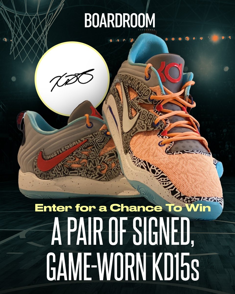 boardroom's tweet photo. We’re giving away a pair of signed, game-worn KD15s! 👟

Subscribe to our daily newsletter to be entered for a chance to win, and share it with your friends to increase your chances of winning.

🔗 | https://t.co/7y4SJOv2Nd https://t.co/qjZBfzrbFs
