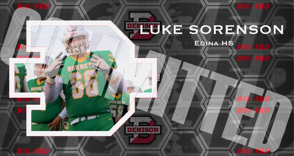 Luke_Sorensen66's tweet photo. Super excited to announce my decision to continue my academic and athletic career at Denison University!!! #rolldenny @EdinaFBRecruits @EHSHornetsFB @coachhatem @CoachMosess https://t.co/3XwfnTBxbg