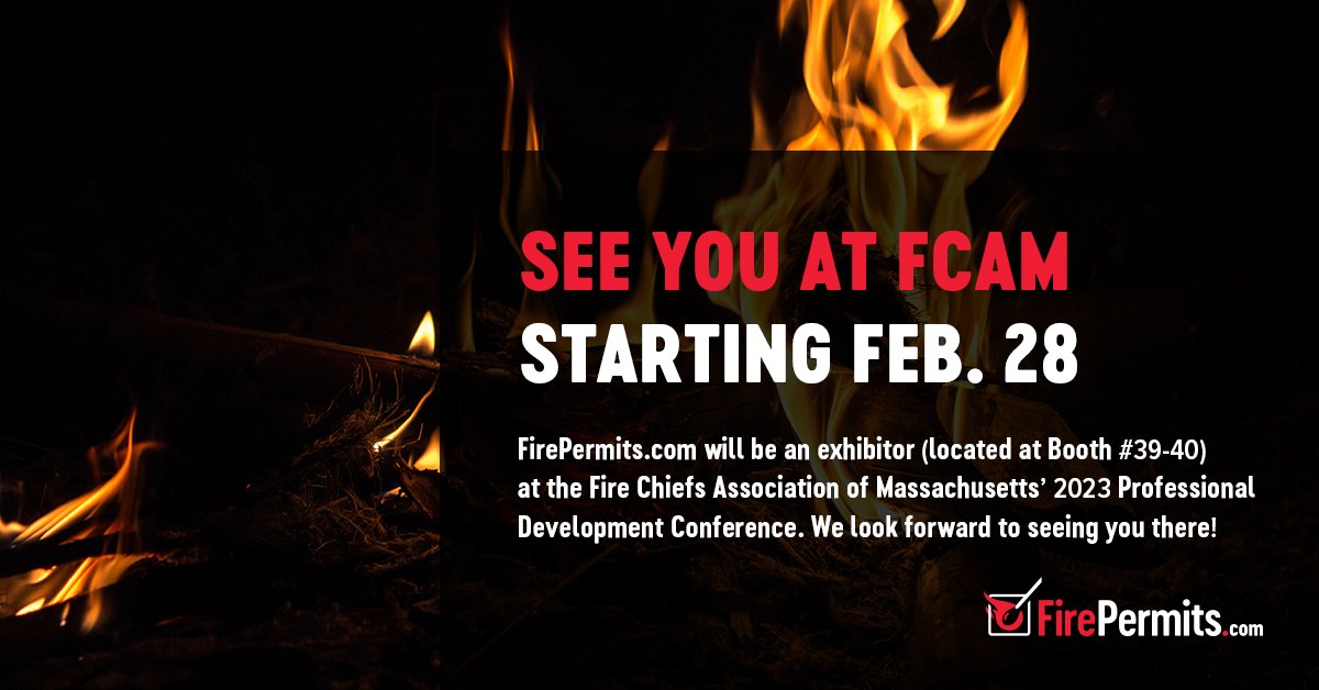 firepermits's tweet image. FirePermits.com will be an exhibitor (Booth 39-40) at FCAM, Feb. 28 - Mar. 2. Stop by and learn more about automating your burn permits! Special Conference Pricing Available! #firepermits #jgpr #openburning #burnpermits #automation