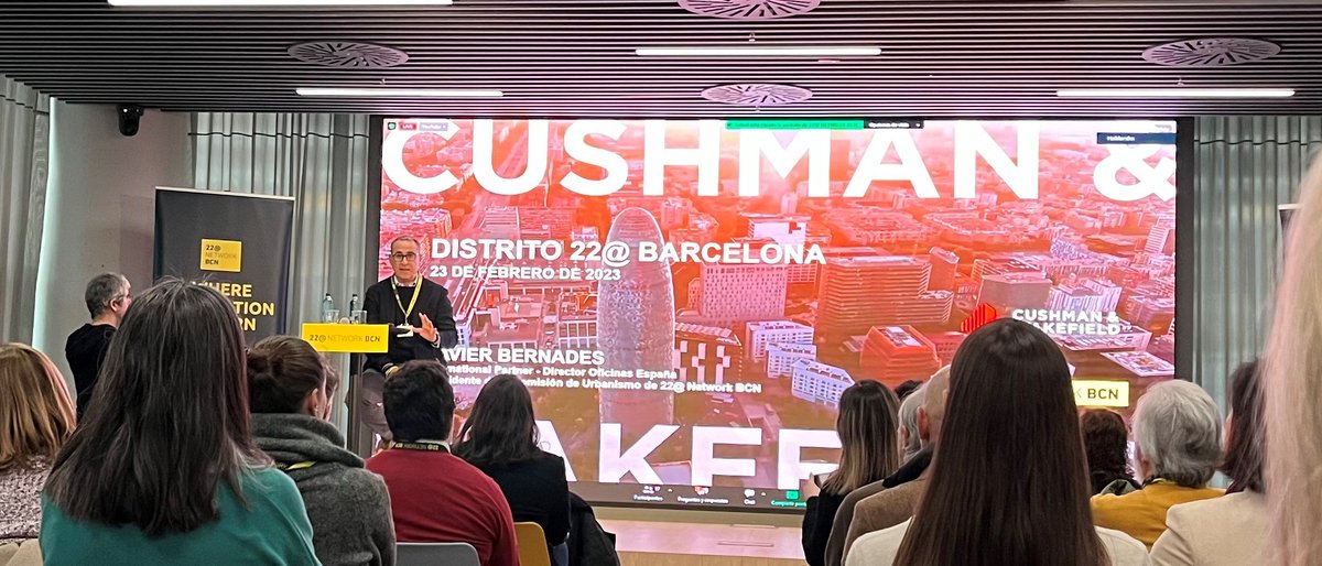 Cluster de Servicios Inmobiliarios (@csimcluster) on Twitter photo Hoy hemos conocido interesantes insights sobre la evolución de la oficina en el 22@: los nuevos modelos híbridos cada vez más presentes, la relación entre atracción de talento y edificios sostenibles o los espacios flexibles para colaborar o co-crear. <a href="/22networkbcn/">22@Network Barcelona</a> <a href="/CushWake/">Cushman & Wakefield</a> Hoy hemos conocido interesantes insights sobre la evolución de la oficina en el 22@: los nuevos modelos híbridos cada vez más presentes, la relación entre atracción de talento y edificios sostenibles o los espacios flexibles para colaborar o co-crear. <a href="/22networkbcn/">22@Network Barcelona</a> <a href="/CushWake/">Cushman & Wakefield</a>