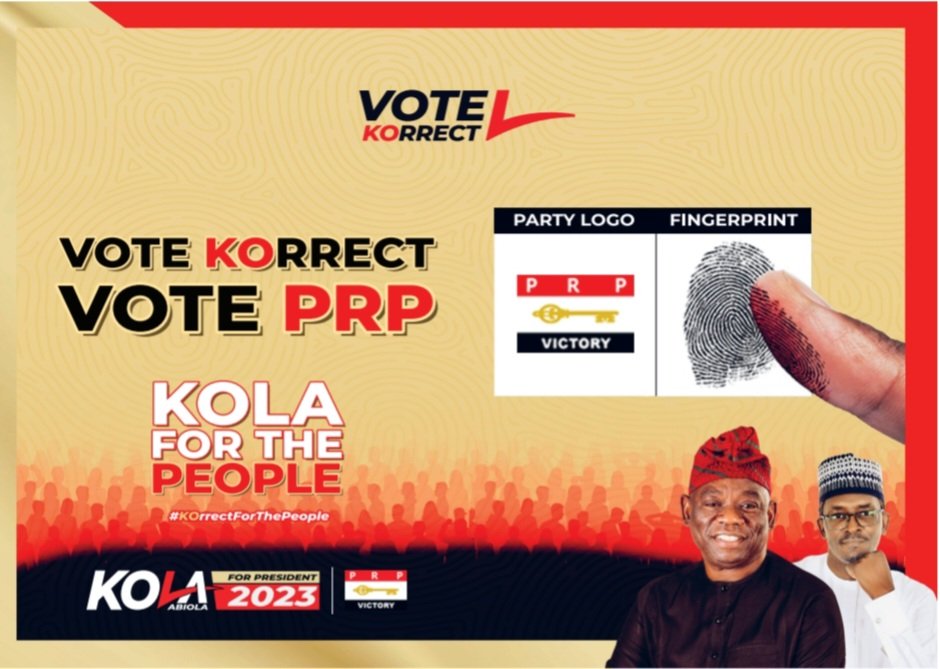 OfficialKolaA's tweet image. Come this Saturday, 25th February, make your vote count. Vote PRP, vote KOrrect.
.
.
#KolaAbiola2023 #KOrrect #PRP