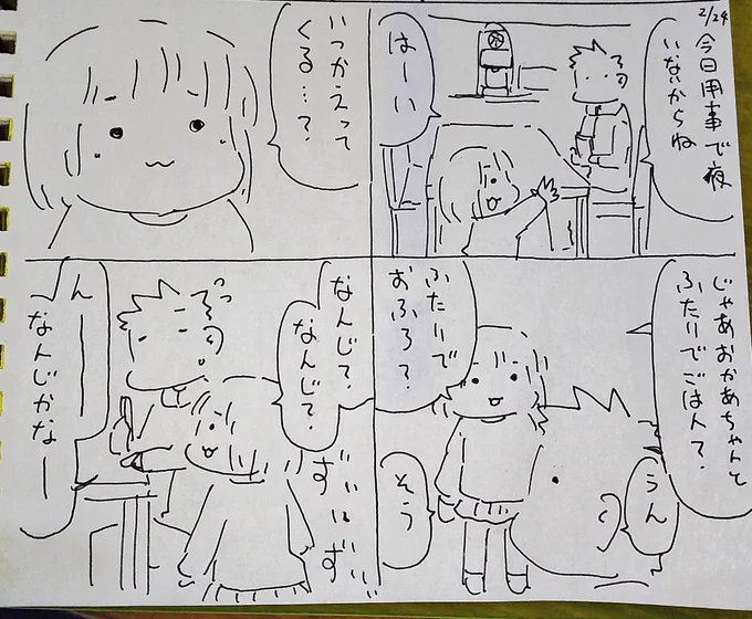 #本日のむすめさん
なかなか後ろ髪を引かれる言葉を使うじゃないかのむすめさんでした。
起きてる間に帰りました! 