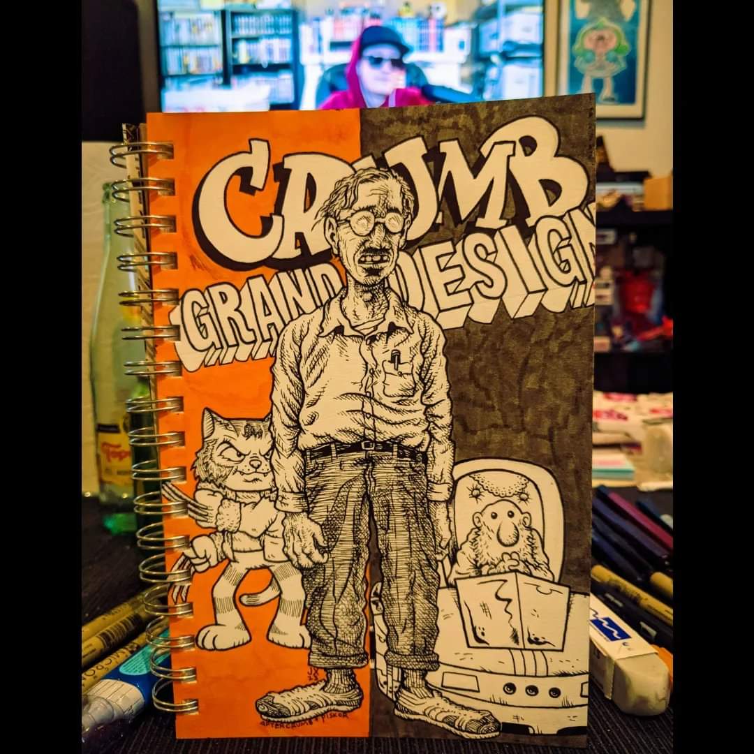 JeauxJ's tweet photo. "#Crumb #GrandDesign!" 3rd page in the new #Sketchbook: A #RobertCrumb #ArtStudy that turned into a fun @EdPiskor #XMenGrandDesign #MashUpArt concept halfway thru. There's somethings I'd change, so I may explore it again at a later date. Crumbs of Future Past?!? @CartoonKayfabe https://t.co/9kwfnJXIgH