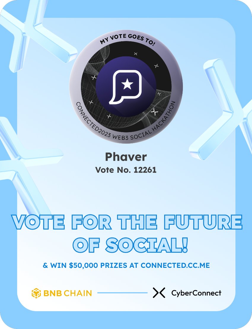 EnsThin's tweet photo. Just voted for my favorite project Phaver in #Connected2023, a Web3 Social hackathon by @CyberConnectHQ the social graph protocol &amp; @BNBCHAIN
Join me to vote for a better social and win $50,000-$100,000 prizes!
https://t.co/Rtyu2KAPzs
sig:kqOLhi 
  https://t.co/CbPz5AtAoT https://t.co/xgU1bTJeq7