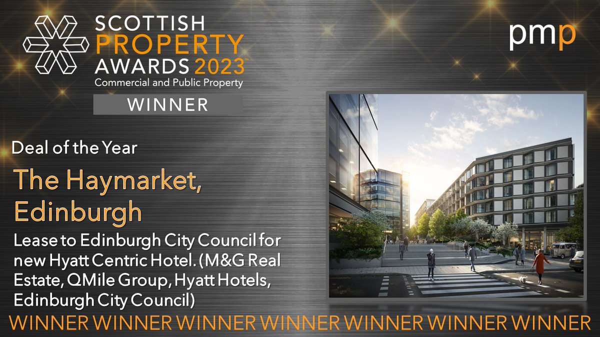 scotpropawards's tweet photo. The WINNER of Deal of the Year is The Haymarket, Edinburgh sponsored by PMP 

#winner #scottishpropertyawards https://t.co/47fssMX3iU