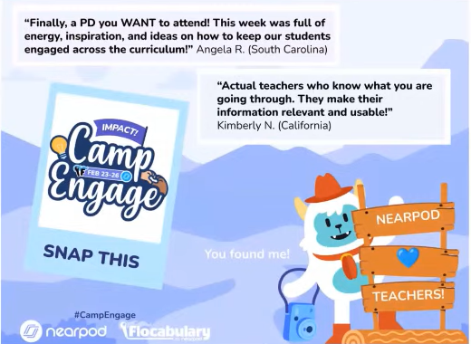 Attending Camp Engage this weekend! Learned about IMPACT - Inspiring Meaningful Powerful Actionable Change Together. Loved the high energy opening session <a href="/Nearpod/">Nearpod</a> <a href="/Flocabulary/">Flocabulary</a> #CampEngage