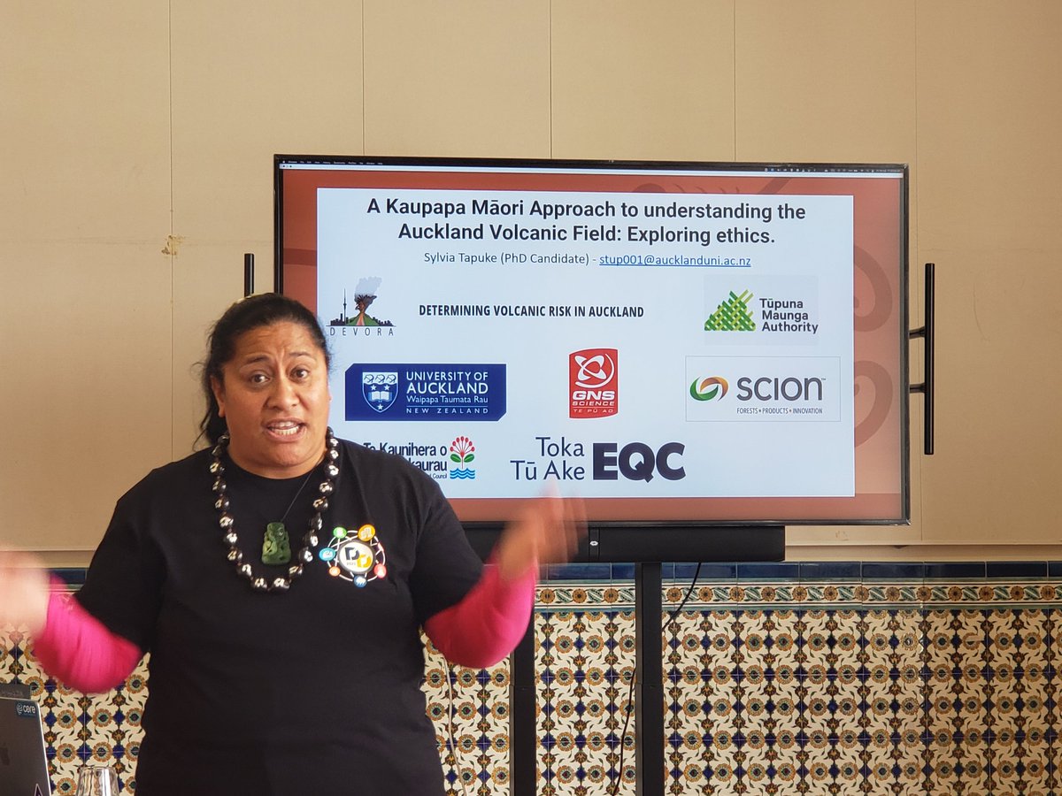 ResilienceNSC's tweet image. As well as being a key researcher in our Weather &amp;amp; Wildfire programme, Sylvia Tapuke is working on a Kaupapa Māori PhD with #DEVORA @AucklandUni to navigate multiple knowledge systems and use ethics-best practice to restore indigenous volcano stories in Tāmaki-makau-rau #DD2023