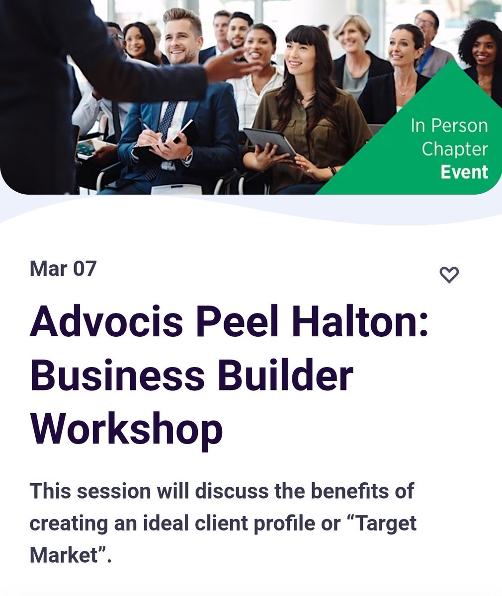 Business Builder Workshop

With Brent Swatuk @equitablelife

Pipeline problems, Pipeline running dry, just can’t seem to attract the right clients? 

Tuesday March 7, 2023 
from 8:30 A.M. to 11:00 A.M. (EST)

Register here: lnkd.in/gv6PS7cr