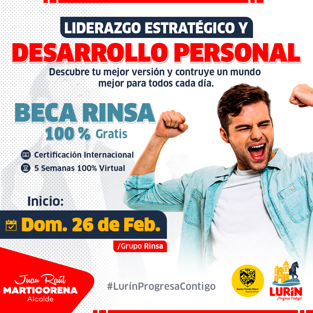 munilurin1's tweet photo. 𝐁𝐄𝐂𝐀 𝐑𝐈𝐍𝐒𝐀
La Municipalidad de Lurín en alianza con el Grupo Rinsa, dispone a los vecinos lurinenses la BECA RINSA, para mayores de 14 años, con certificación internacional y 100% virtual.
𝗟𝗶𝗻𝗸 𝗱𝗲 𝗥𝗲𝗴𝗶𝘀𝘁𝗿𝗼:
https://t.co/rPNASeCcbC

#LurínProgresaContigo https://t.co/uvN6LPOL6A