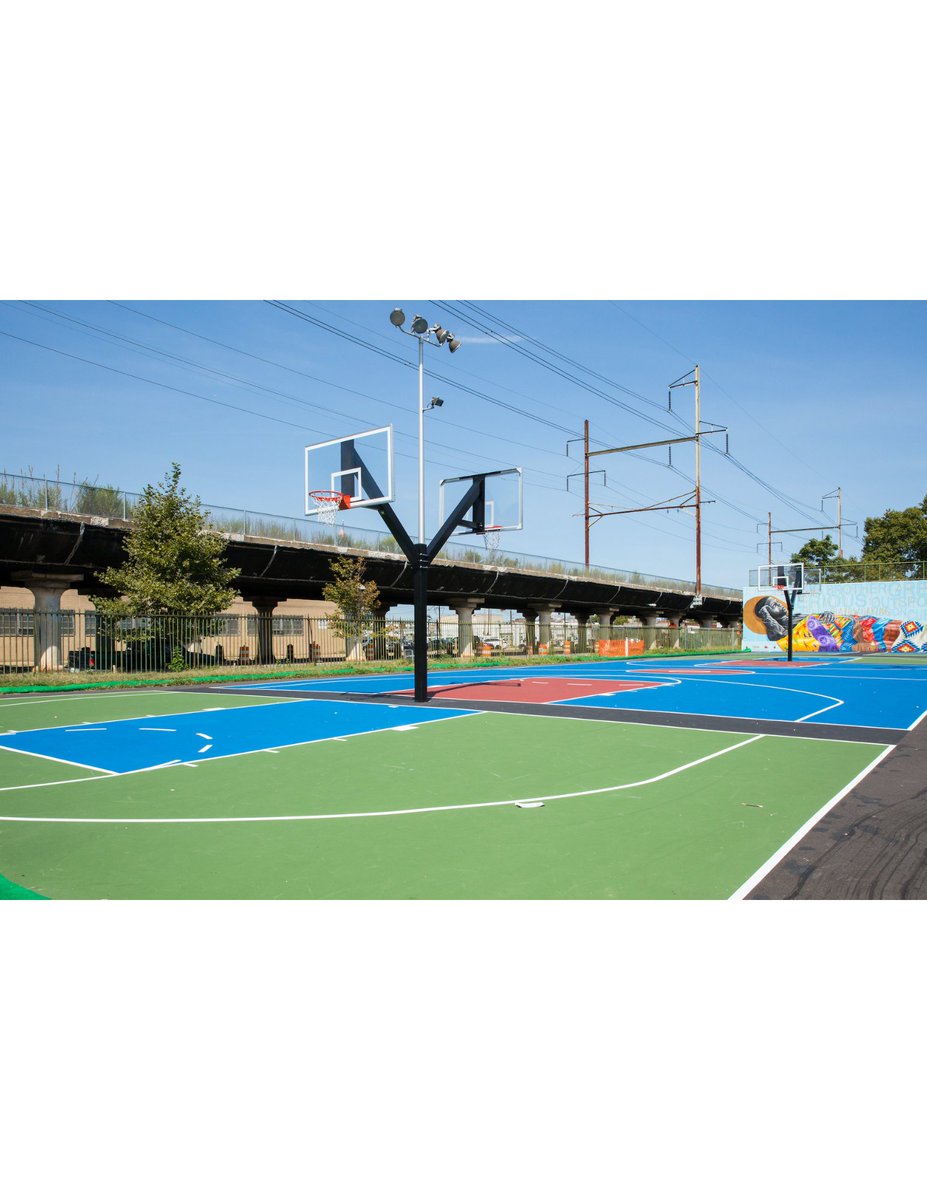 #TBT: Here's a before/after of Smith Playground at 24th & Snyder, the 2nd park revitalization project that we've had the honor of working on. In 2017, Phase 2 of that project saw lots of upgrades to Smith, including these basketball courts. Read more: loom.ly/sdwIob0