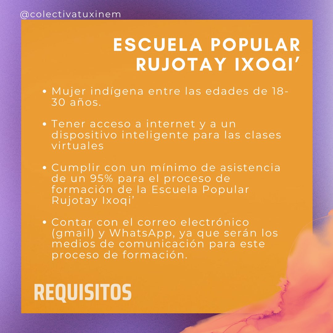 tuxinem's tweet photo. En Colectiva Tuxinem🧡 estamos muy contentas de poder iniciar nuestro nuevo proyecto para seguir reivindicando nuestra identidad desde nuestra cosmogonía maya, esta es la cero cohorte, desde la visión del conteo del pueblo maya🌽✨ 🔘Link de inscripción: https://t.co/Lf7PHkU8Vm https://t.co/HNl83Nbqtm