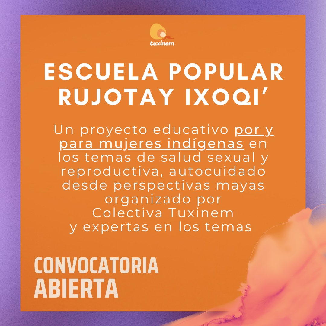 tuxinem's tweet photo. En Colectiva Tuxinem🧡 estamos muy contentas de poder iniciar nuestro nuevo proyecto para seguir reivindicando nuestra identidad desde nuestra cosmogonía maya, esta es la cero cohorte, desde la visión del conteo del pueblo maya🌽✨ 🔘Link de inscripción: https://t.co/Lf7PHkU8Vm https://t.co/HNl83Nbqtm