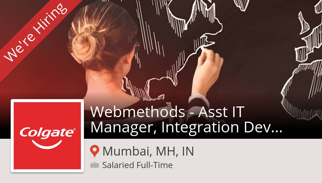 TechDWG's tweet image. #Webmethods - Asst IT #Manager, Integration Development (#job) wanted in #MumbaiMHIN. #ColgatePalmoliveCareers workfor.us/colgatepalmoli… #buildAfuture #ColgatePeople