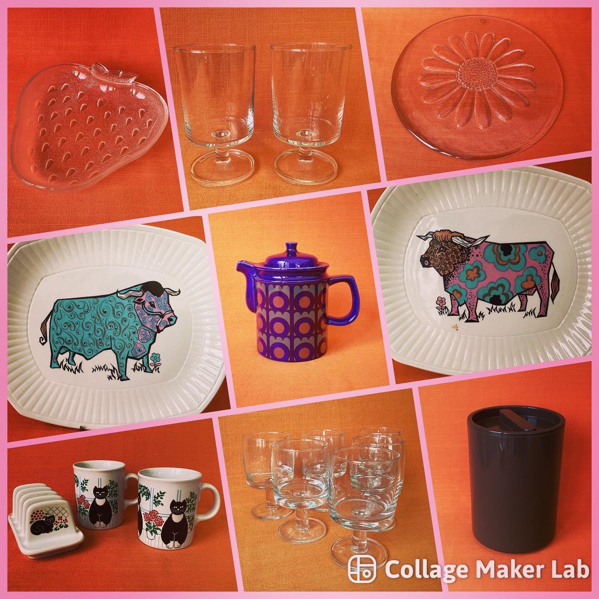 EtsyStuck1970s's tweet photo. Time to share some more new #retro listings in my #Etsyshop 🥰
#hazelatlasstrawberry #luminarccavalier #retrowineglasses #dartingtondaisy #beefeatersteakplates #arthurwoodandsons #sadlerblackcat #retroglassware #stmichaelkitchen #vintagestmichael #retrokitchen #seventieskitchen https://t.co/Q9y1Mll0NE