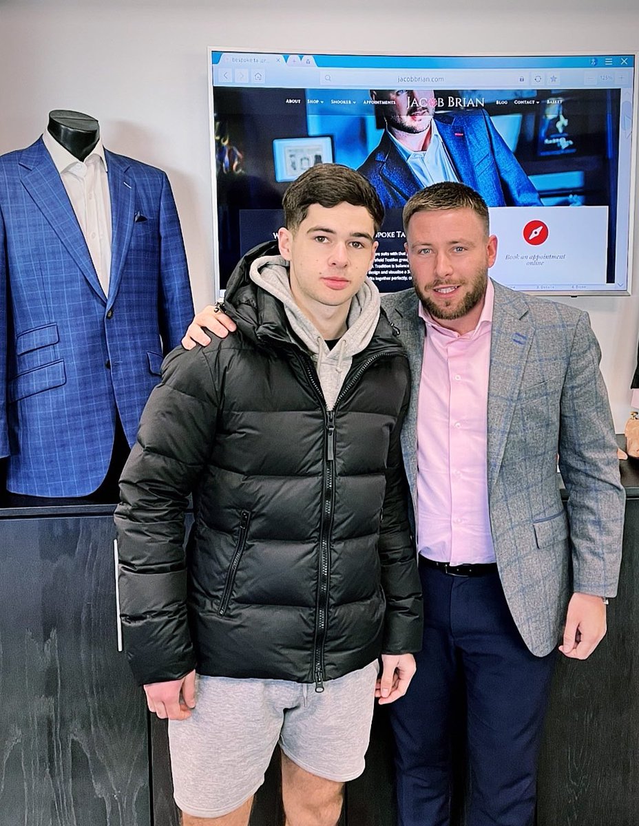 JB_Tailors's tweet photo. Great to welcome Louis Dunn to the showroom today for his first experience of made to measure 👔 

You may know him better as Jamie Johnson 😊⚽️  

Looking forward to the reveal on this one !! 🔥🔥

#jamiejohnson #bbc #iplayer #jacobbriantailors #madetomeasure https://t.co/m9lplz1O1T