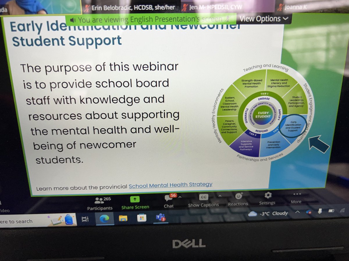 EBelobradic's tweet photo. The learning continues - even on a snow day! ❄️ Participating in an online webinar to learn about supporting the mental health and wellbeing of newcomer students. #HCDSBesl #HCDSBml @OLPhcdsb @SJPIIOakville @SMHO_SMSO #HCDSBlearns https://t.co/gdY2pDPylN