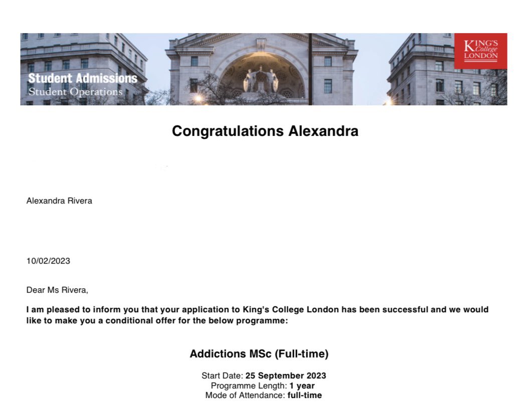 alexmrivera017's tweet image. Eager to work &amp;amp; study with the wonderful faculty at King’s IoPPN! This opportunity means so much to me. Thank you to everyone who helped me open doors and guided me through each doorway. #kingscollegelondon #mastersprogram #addictionscience
