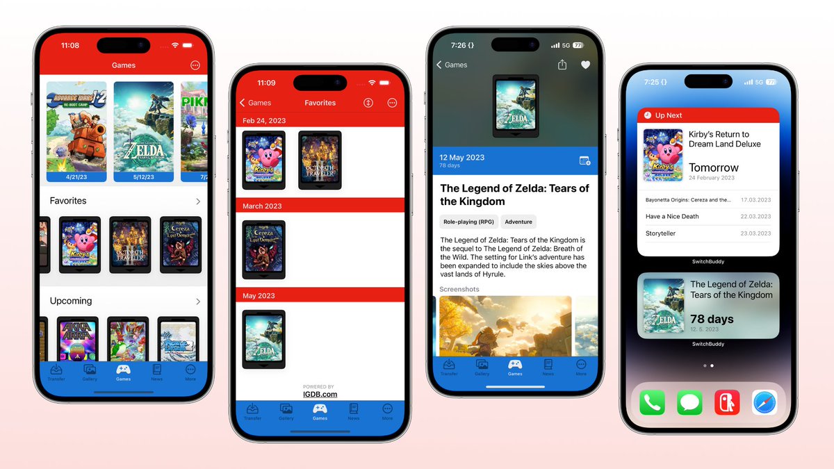 switchbuddy_app's tweet photo. 🎉 Version 3.1.0 is live on the App Store

It features redesigned Games tab with "Featured" and "New Releases" lists added.

+ "Shared with You" support and new "Up Next" widgets for SwitchBuddy+

https://t.co/Hz91bSR4SJ

PR: https://t.co/pjBVNvn9RP https://t.co/qTzKuhcnxR