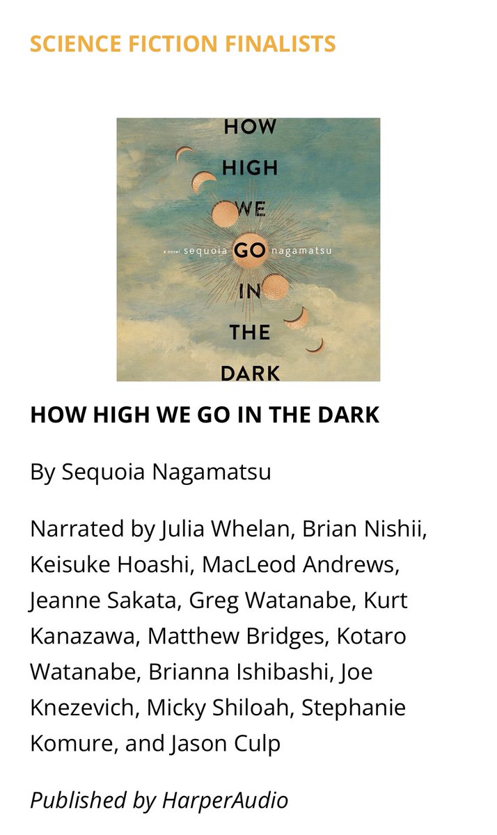 MatthewBridges1's tweet photo. CONGRATS to all the #Audies2023 nominees and to @SequoiaN for his brilliant novel! So thrilled to be nominated alongside these INCREDIBLE narrators! #HowHighWeGoInTheDark #Finalists https://t.co/MsodqnxvrB