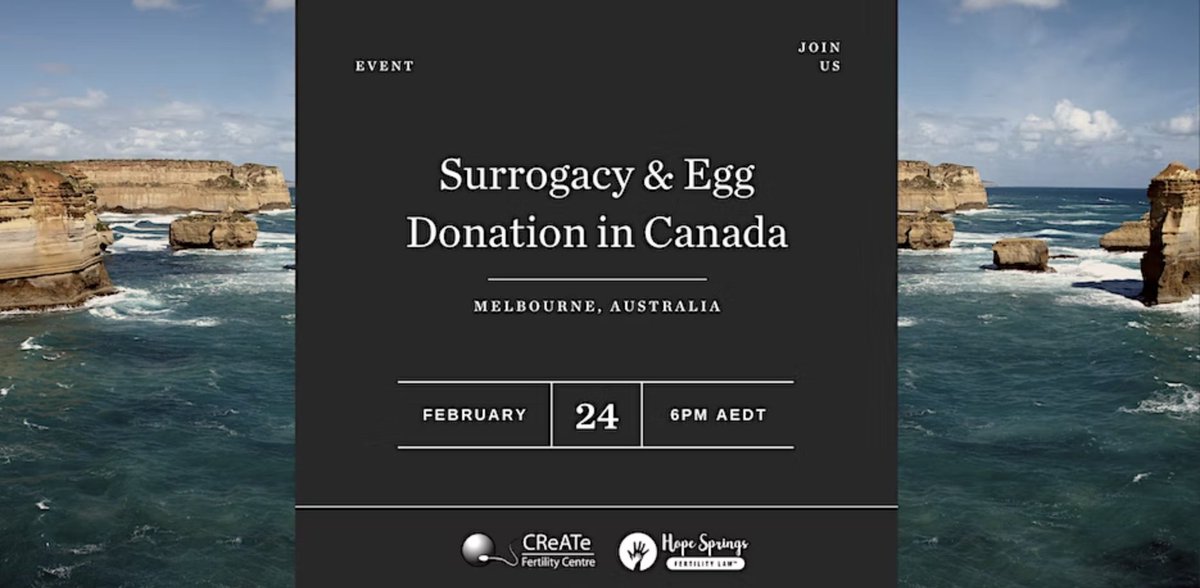 Are you in #Australia are want to learn more about the #surrogacy and egg donation process in Canada? We'd love to meet you!

Join us for our Meet-up and Mixer here: eventbrite.ca/e/547900213287