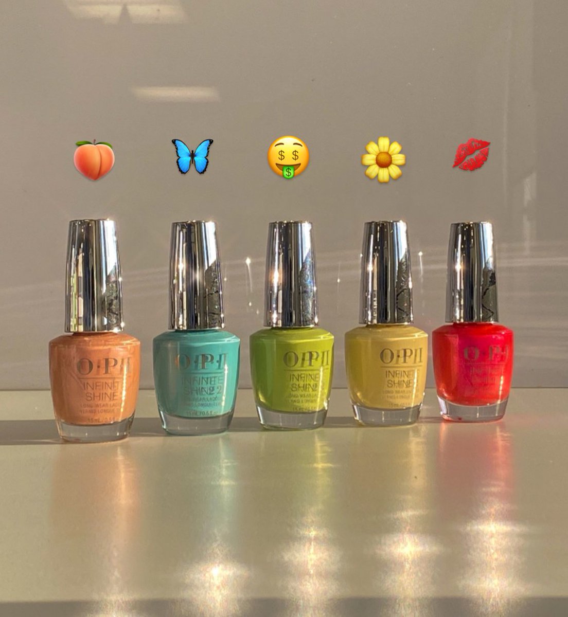 We've been READY for Spring with these digitised shades from #MeMyselfAndOPI. Pearlescents, crèmes, and insaaane shimmer #nofilter! Which shade are you choosing? #DataPeach 🍑 #NFTeaseMe 🦋 #ClearMyCash 🤑 #BlindedByTheRingLight 🌼 #LeftYourTextsOnRed ❤️