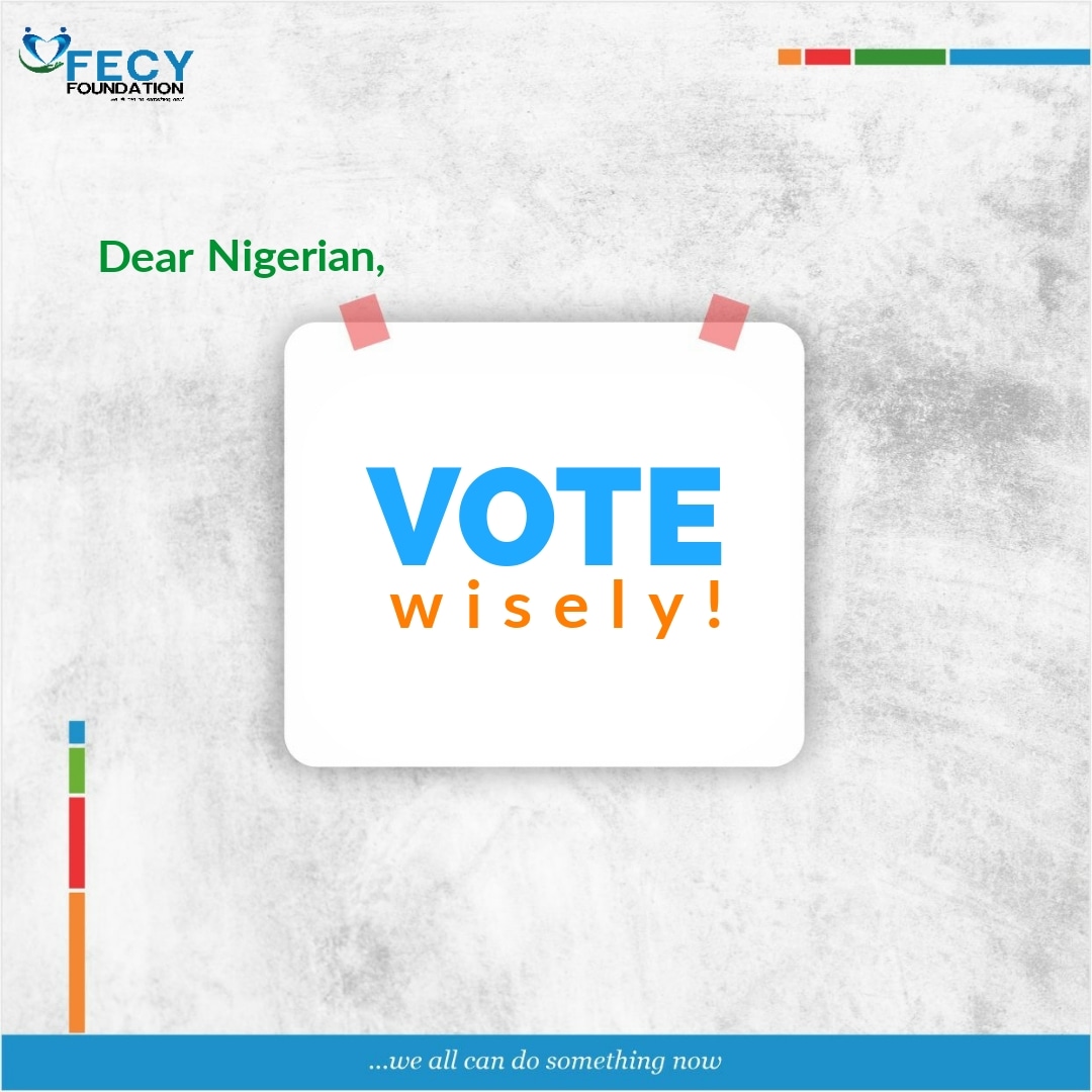 FECY_Foundaton's tweet photo. Feb 25th 2023 we (Nigerians) will decide on whom to lead us.
We urge you all to be on your best behaviour, cast your votes peacefully, everything will be alright as long as u cast ur vote wisely.
God bless Nigeria
#FecyFoundation #NigeriaDecides #2023Election #VoteDontFight https://t.co/c6HHi6xsqy